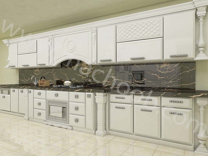 کابینت آشپزخانه انزو سبک کلاسیک سفید