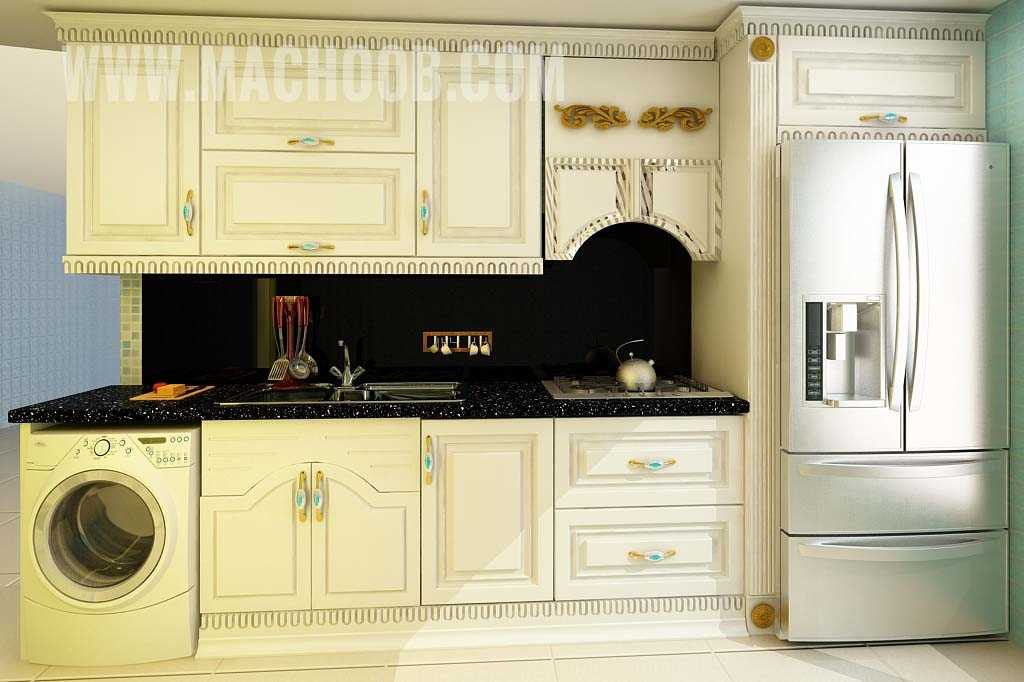 کابینت آشپزخانه طرح جدید کلاسیک با روکش چوب سفید