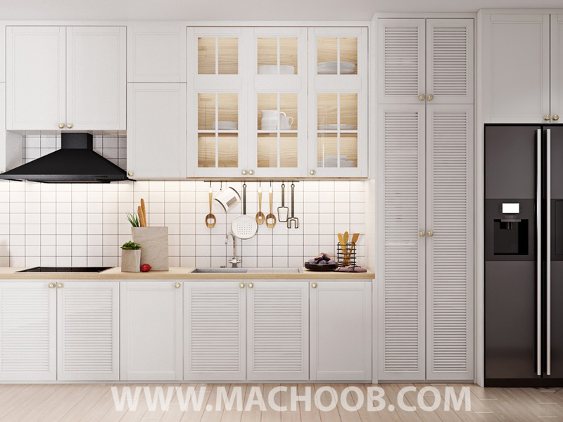 کابینت آشپزخانه سفید با نصب یک طرفه