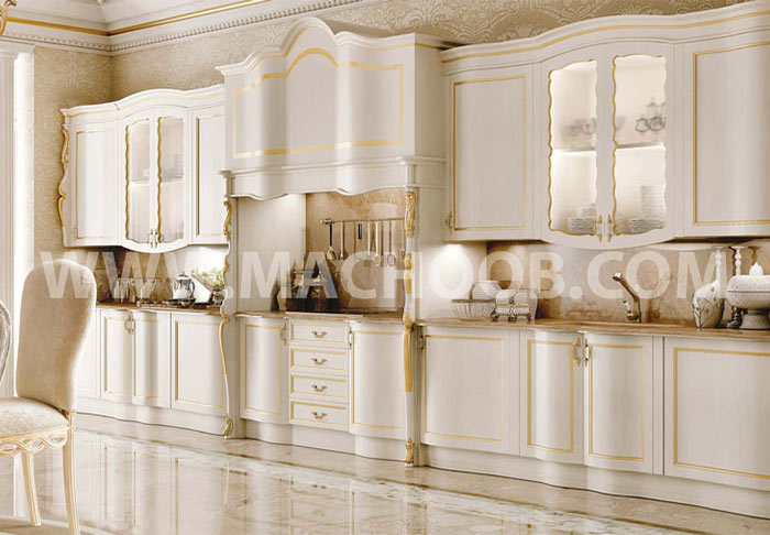 کابینت سفید طلایی لاکچری