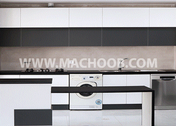 مدل کابینت آشپزخانه دارای فضایی برای ماشین لباسشویی